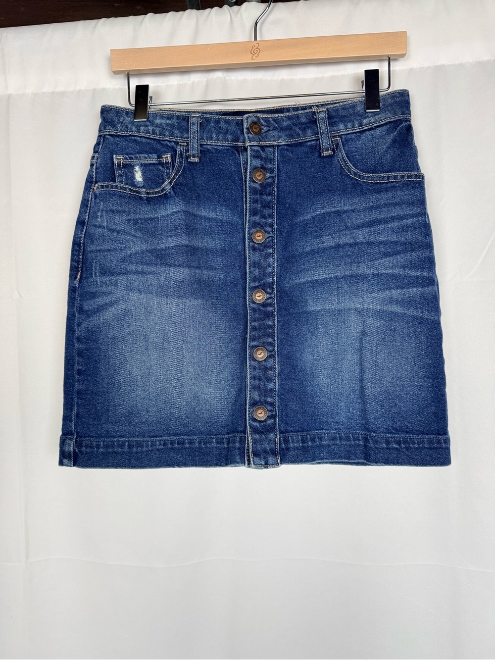 Hollister Button-Front Blue Denim Mini Skirt